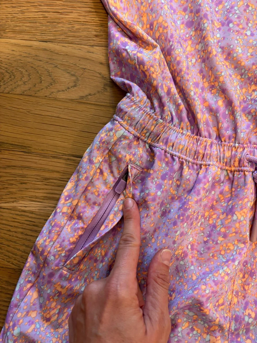 Athleta Girls Lavender and Orange Speckled Romper NWOT